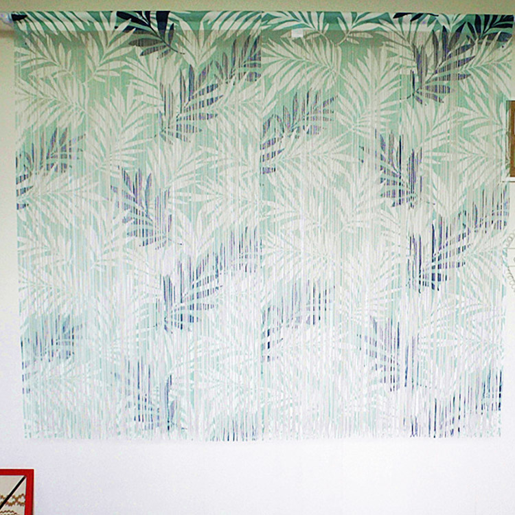 Ultimul design 100% poliester cu model de plante tropicale, draperii decorative pentru usi, perdele pentru dormitor