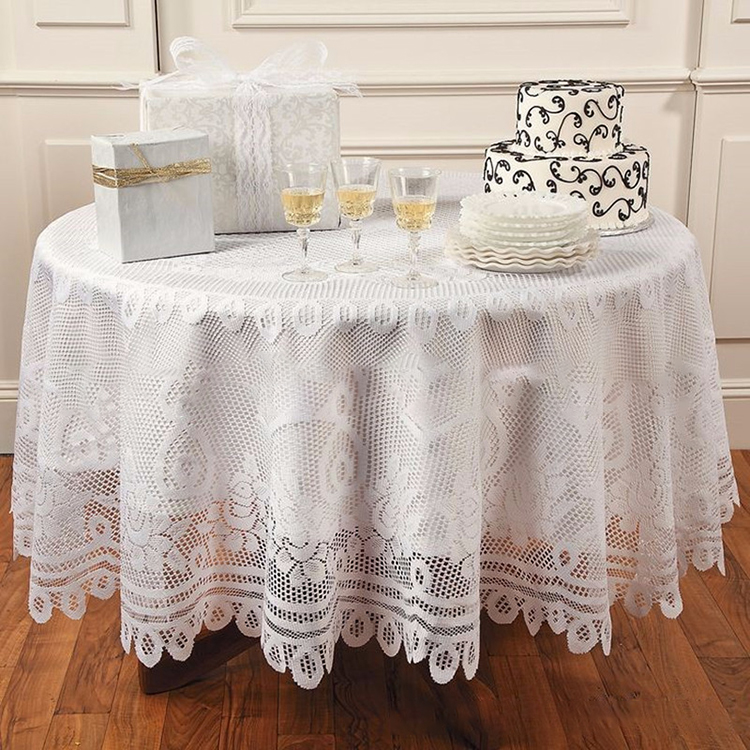 Dining florale personalizate poliester nunta alb jacquard uni rotund fata de masa din dantela