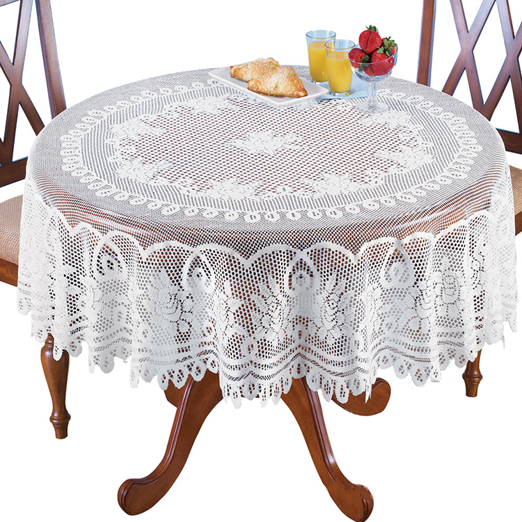 Dining florale personalizate poliester nunta alb jacquard uni rotund fata de masa din dantela