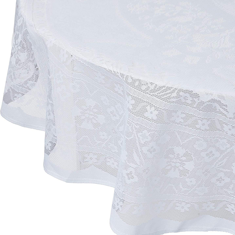 Husa din dantela alb eleganta jacquard floral fete de masa rotunde tesatura pentru petrecere de nunta